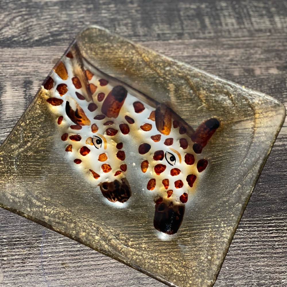 🦒BEAUTIFUL GIRAFFE GLASS PLATE🦒